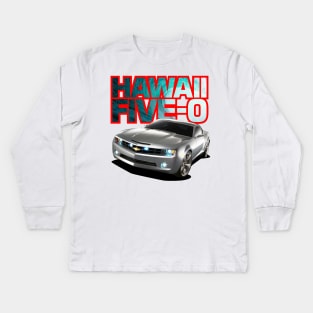 Hawaii Five-O SILVER CAMARO Red Outline Kids Long Sleeve T-Shirt